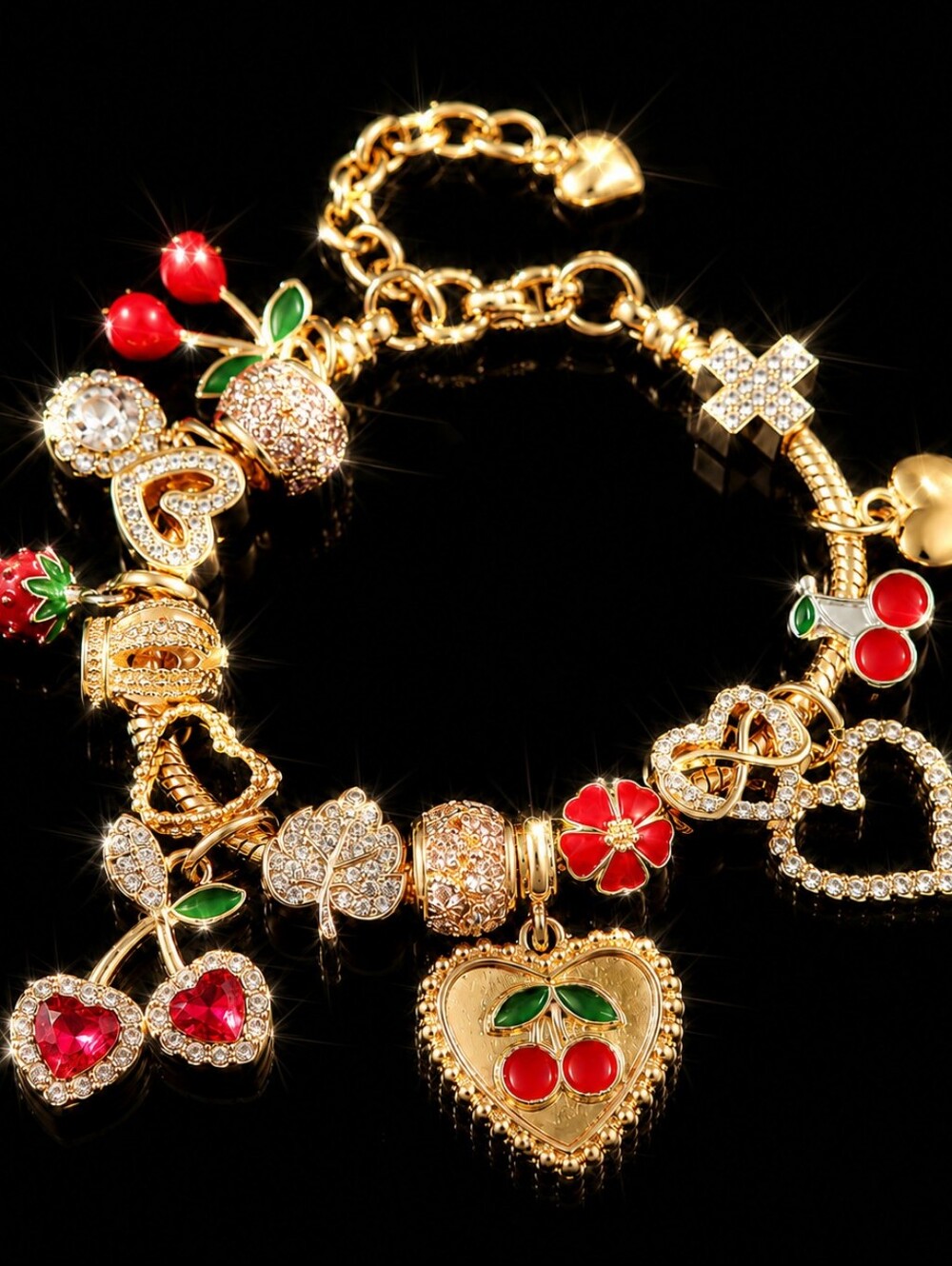 Sweetheart Cherry Luxe Charm Bracelet NEW